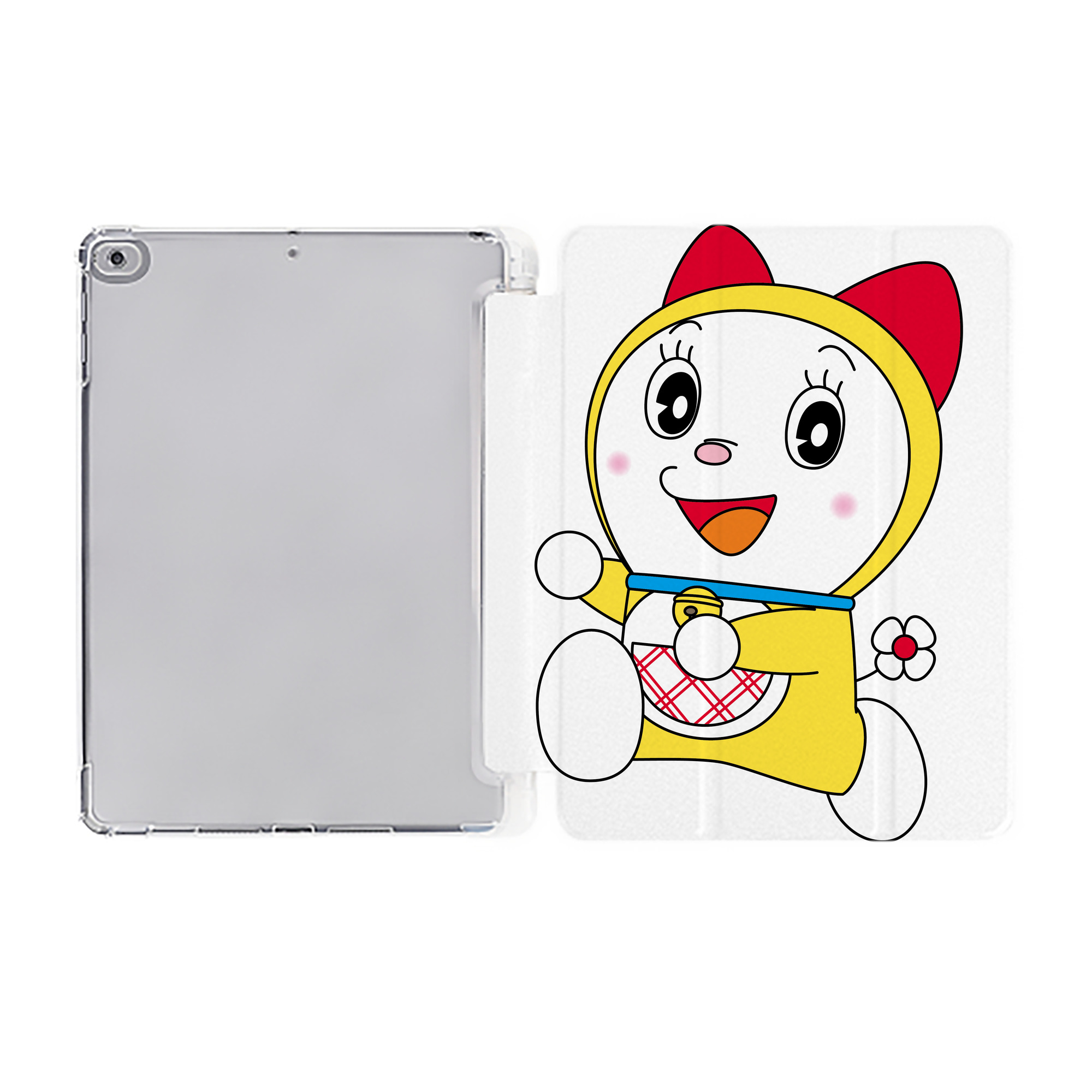（画像用） ドラえもん ドラミ Doraemon Dorami IPad ケース ペン収納付き 三つ折りスタンド PUレザー×シリコン 対応機種9.5/10.5/10.9インチ